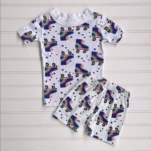HANNA ANDERSSON VGUC 100% Organic Cotton Multicolor Roller Skate Short PJ Set